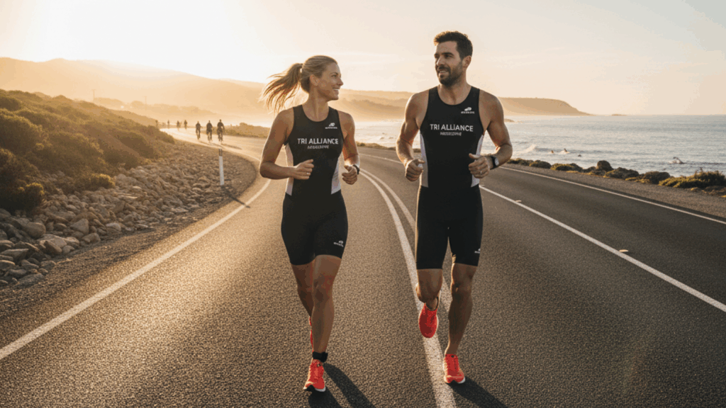 Triathlete completing controlled aerobic base training