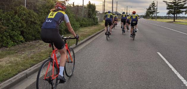 Tri Alliance riders training together on Beach Road