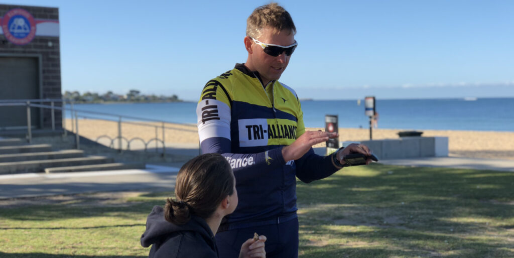 Ollie coaching Tri Alliance athletes at squad training
