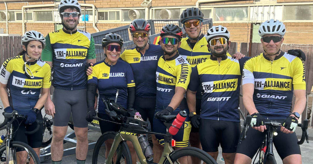 Tri Alliance athletes together before a road ride